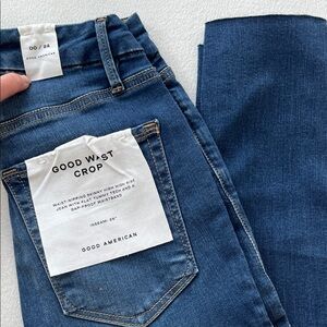 GOOD AMERICAN GOOD WAIST CROP HI RISE GAP PROOF WAIST STRETCH JEAN SIZE 24 NWT